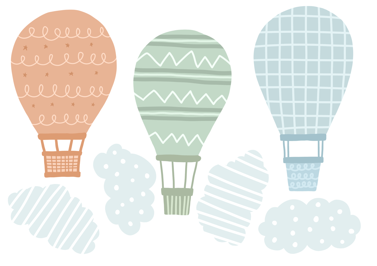 Dreamy Skies Hot Air Balloon Wall Stickers